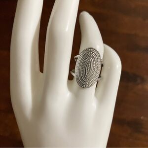 NEW Silver Statement Ring Adjustable Stainless Steel Oval